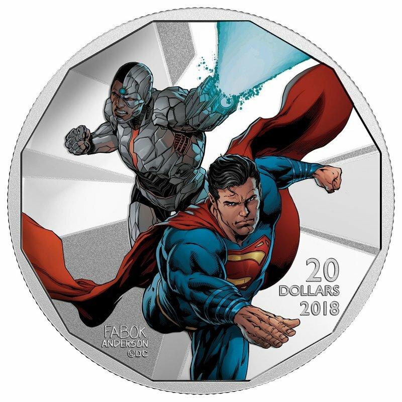 JUSTICE LEAGUE CYBORG & SUPERMAN 2018 CANADA $20 SILVER COIN NGC