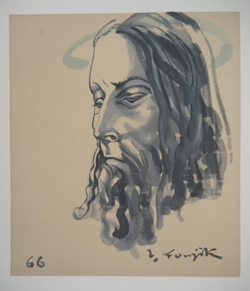 Léonard Tsuguharu FOUJITA : Le Christ, Gravure originale sur bois SIGNEE (1966) - Photo 2/4