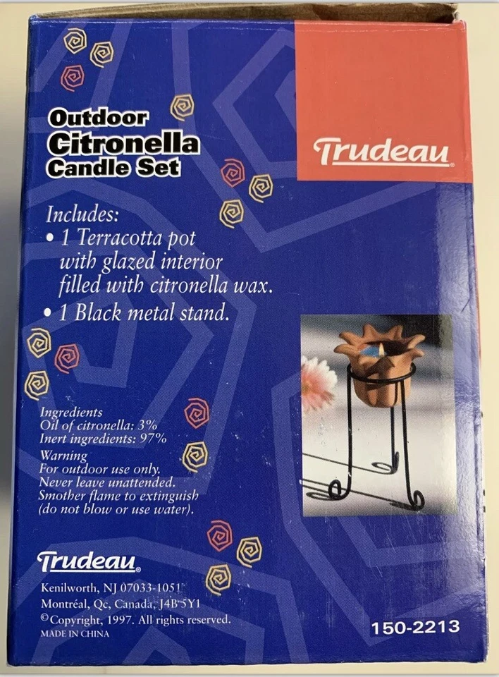 Citronella Outdoor Candle & Terracotta Stand Trudeau SameDayHandling &Fast USPS - Image 3 of 4