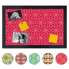 ArtToFrames Custom Cork Bulletin Board Floral 2 Framed in Satin Black