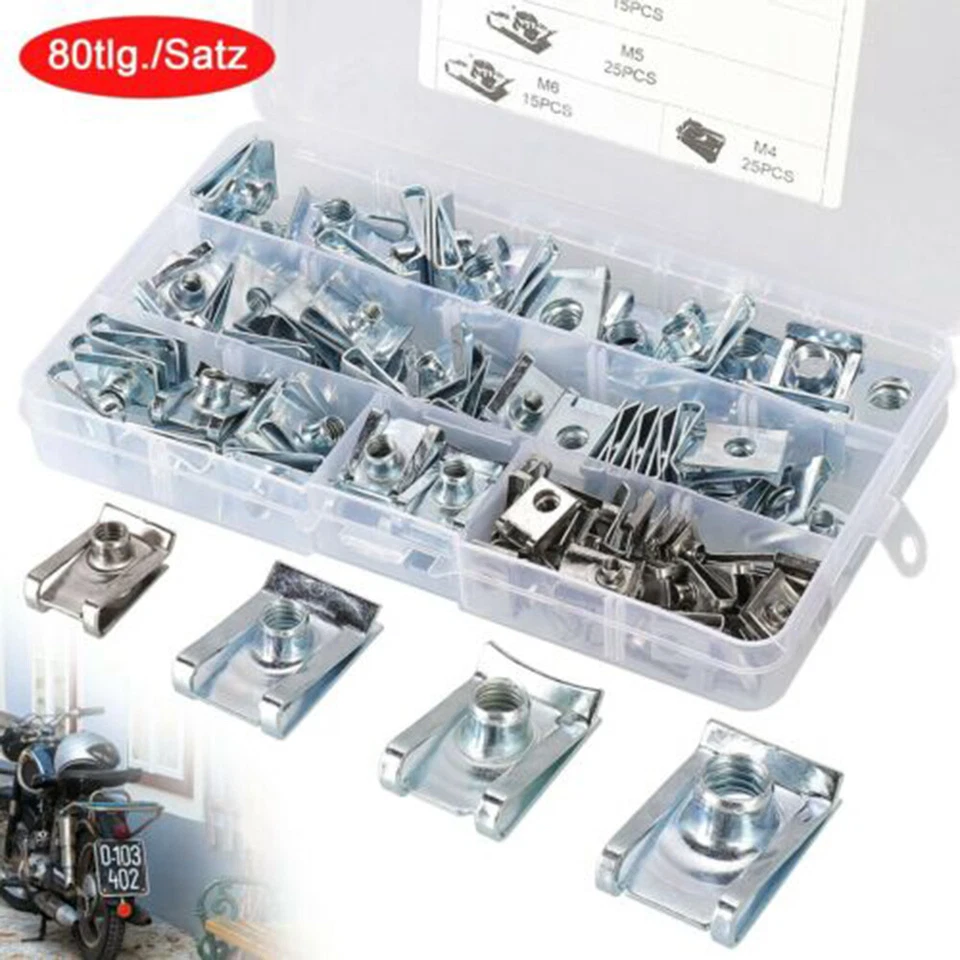 80x Edelstahl Blechmutter M4 M5 M6/M8 Clipse Klemmen Schnappmutter Federmutter - Bild 4 von 4