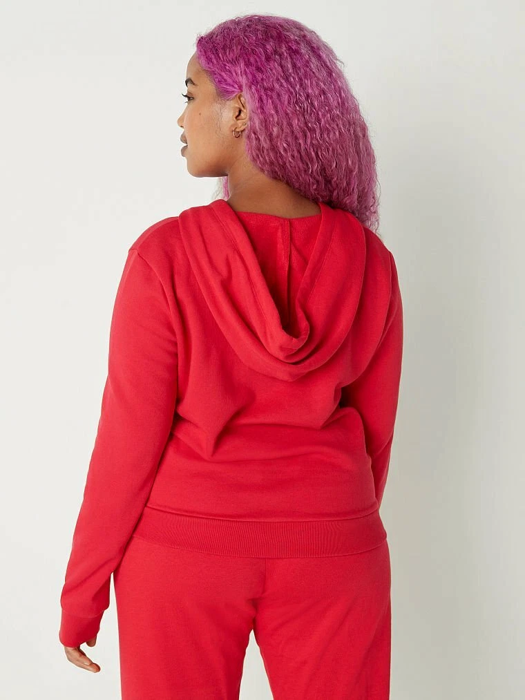 UNDERCOVER FELPA CON CAPPUCCIO VICTORIA'S SECRET ROSA DAILY LOUNGE PERFETTA FULL ZIP RED FOIL M NUOVA CON ETICHETTE!