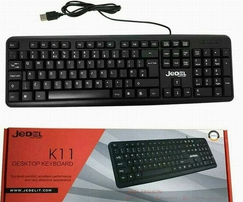Wired Slim USB Keyboard Full Sized UK QWERTY Layout Spill resistant PC Jedel K11