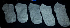 5 Pair No Show Heather Gray Socks-One Size Fits Most-Brand New