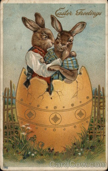 Easter Bunnies Greetings 1914 Chicago, IL Antique Original Vintage Postcard