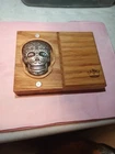 Exquisite 2 OZ MPM Cross Sugar Skull .999 Fine Sterling Silver in Real Wood Box