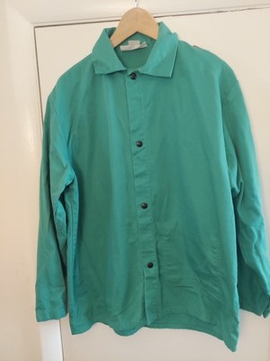 Westex Proban/FR-7A Flame Resistant Welding Jacket Shirt Green Men's Large Snap 
