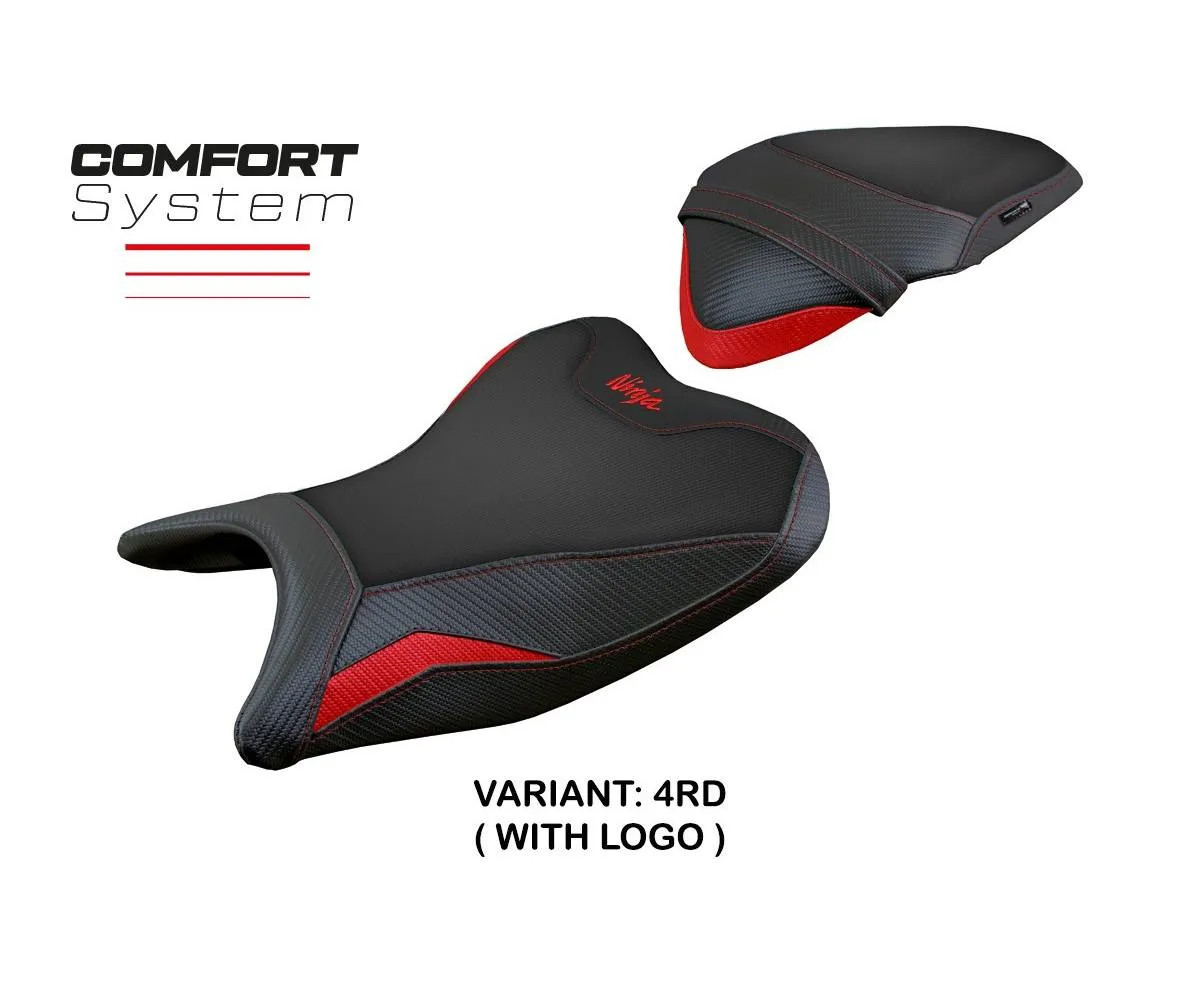 Seat cover Ribera Comfort Red + logo Tpz compatible KAWASAKI NINJA 400 2018 2023