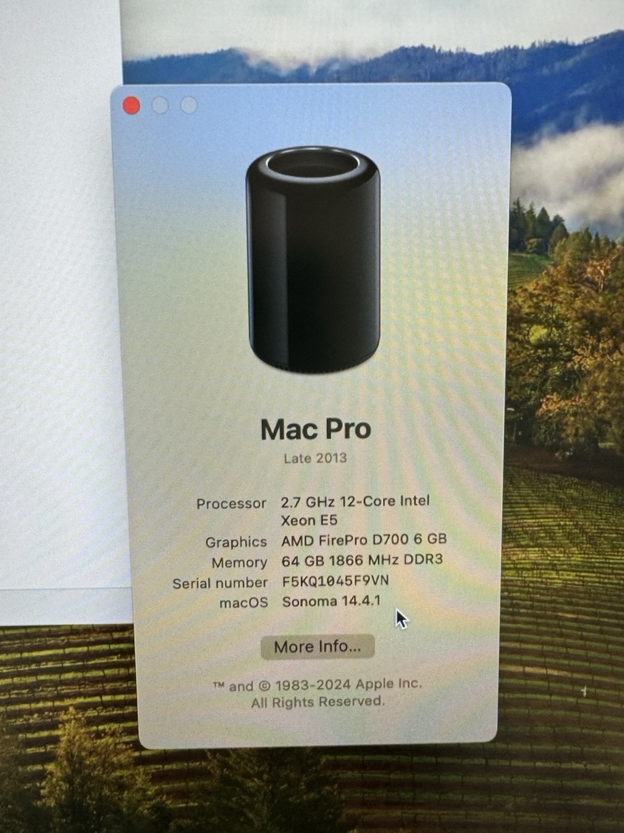 Apple MAC Pro Late 2013 Xeon E5 2.7, 1TB, 64GB ECC, Dual D700 | eBay