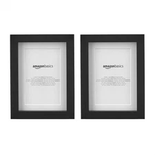 5" X 7" Rectangular Photo Picture Frame or 4" X 6" with Mat, 2-Pack, Black