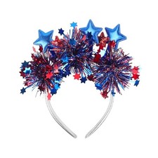 Fourth of July Headband, Patriotic Star Stripes Headband, Red Blue Silver