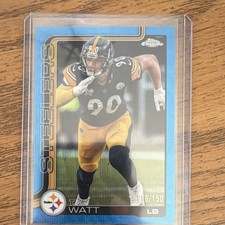 2025 Topps Chrome T.J. Watt Pittsburgh Steelers #258 Blue /150 Football Card