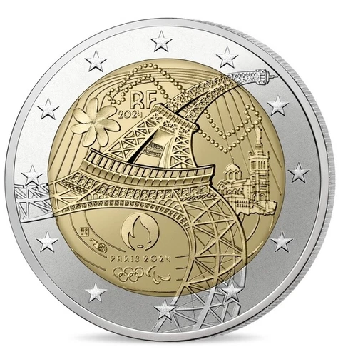 2 Euro Commemorative France 2024 Paris 2024 ''Eiffel Tower'' UNC