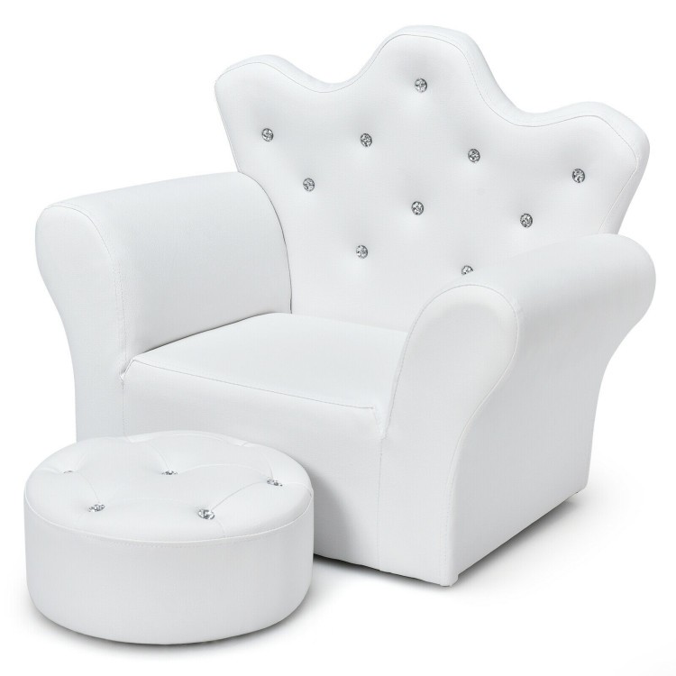 Kids Princess Sofa Set with Ottoman - Cozy, Easy-Clean PVC L
