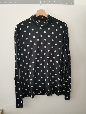 Schwarz-Weiß gepunktet dünn ''H&M'' Rollkragenpulli Longsleeve Langarmshirt in 2XL