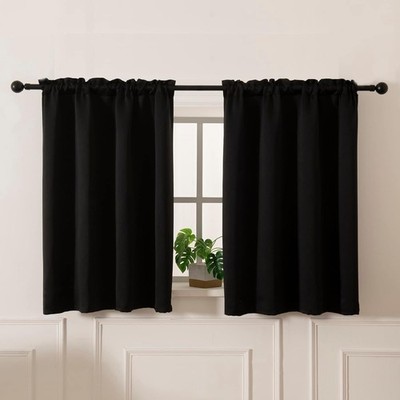 Cafe Kitchen Curtains 36 Inches Long 2 Panels, Blackout Tier Curtains with Rod