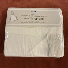 Restaurant - Commercial Quality - Set of 6 Aprons - White
