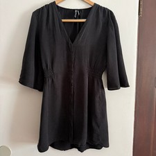 ZARA | Filsens | Bell Sleeve V Neck Elastic Waist Little Black Dress | Medium