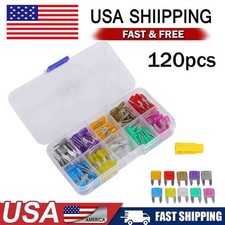 120Pcs 5A-30A Assortment Low Profile Micro Mini Blade Fuse Set Kit Car Truck