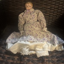Antique German Minerva Metal Head Doll Size 6 Cloth Body Porcelain Limbs 1895