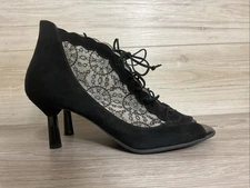 BeautiFeel Thea Womens 42 11-11.5 Suede Lace Stiletto Heel Open Toe Dress Sandal