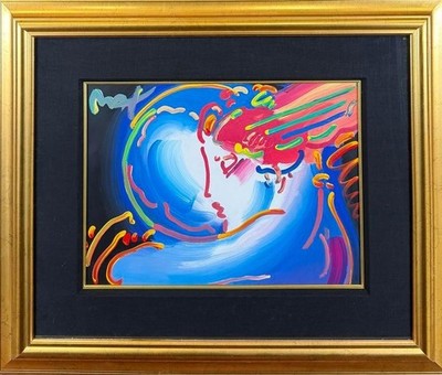 Peter Max Acrylic mixed media painting - 2000 - I love the world - Park West COA