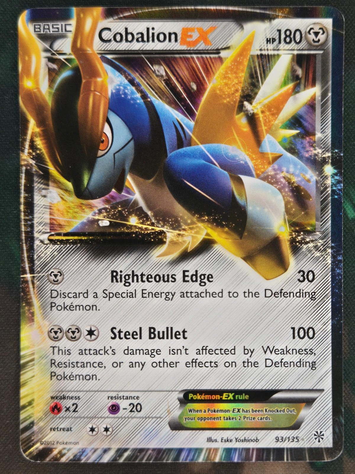 Cobalion EX 93/135 Holo EX Rare Plasma Storm MP Pokemon