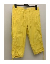 Peacocks Womens Yellow 3/4 Trousers Size 12 High Waisted Drawstring Hem 20in Leg