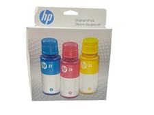 Genuine HP 31 3-Pack Cyan, Magenta, Yellow Ink Bottles EXP 2026 BOX HAS STICKERS