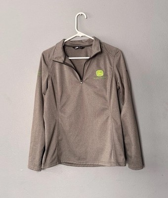 John Deere North Face Gray With Blue 1/4 Zip Pullover Light Jacket Women s M