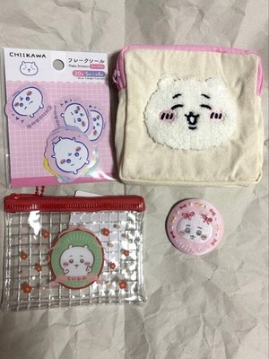 Frake Seal Pouch 2 Types + Embroidered Buttonpin 4pc Set  Japan DAISO/SERIA