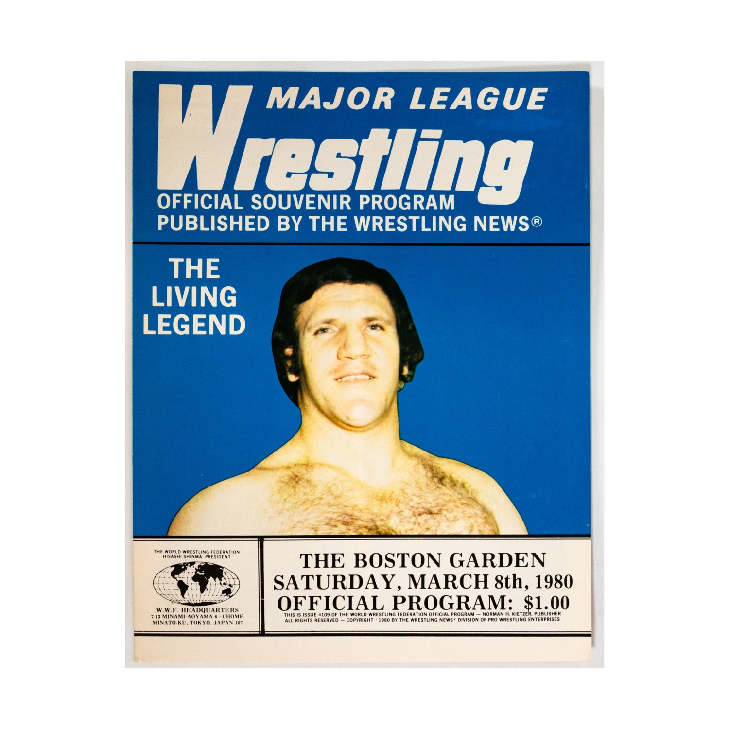 Wrestling  WWF Programs  #109 "Bruno Sammartino vs. Ken Patera, WWF Tag Mag VG+