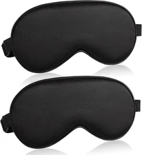 Sleep Mask for Women and Men 2 Pcs Eye Mask for Sleeping Adjustable Strap Blacko