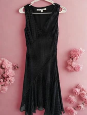 Max Studio Women's Dress Size S Black and Dots White Short Sleeve