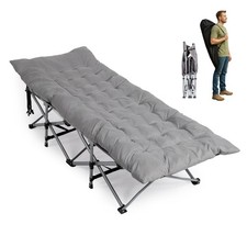 Folding Camping Cot Bed with Soft Pad, Portable Outdoor Cot, Adults Sleeping Bed