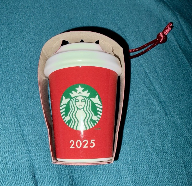 Starbucks 2025 Ceramic Holiday Cup Christmas Ornament Limited Edition *NEW*