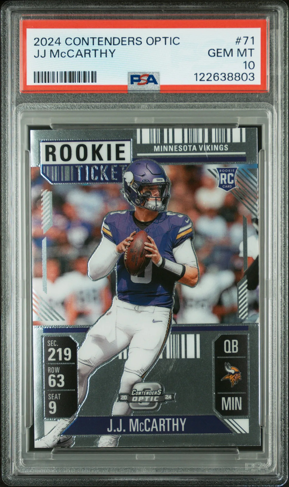 2024 Panini Contenders Optic JJ Mccarthy #71 PSA 10