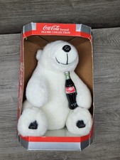 VTG 1993 Coca-Cola Brand Plush Collection Polar Bear With Glass Coke Bottle NIB