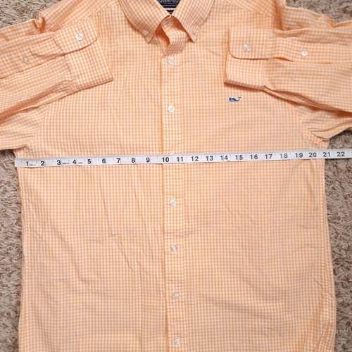 Vineyard Vines orange kariert Herren Gr. M Slim Fit Wal Hemd Oxford Langarm - Bild 4 von 10