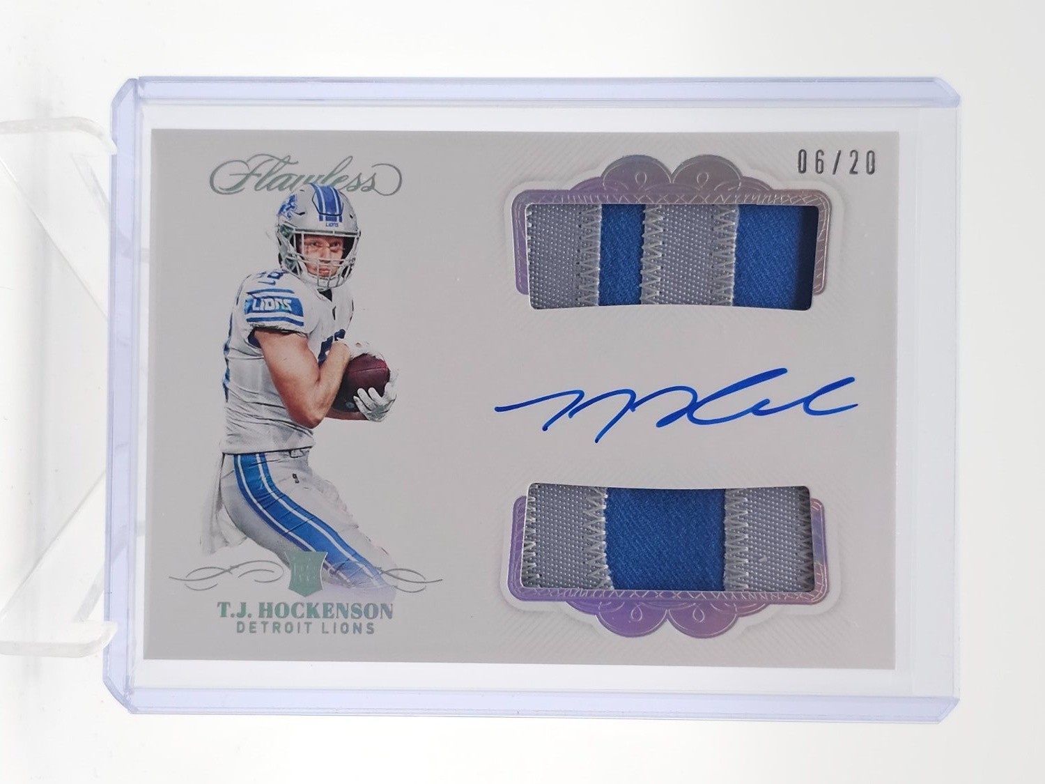 TJ Hockenson Panini Flawless Rookie Dual Patch Autographs #DPATJ Silver