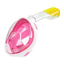 Snorkel Mask Full Face 180 Degree Vision Full Dry Camera Pink-L-XL