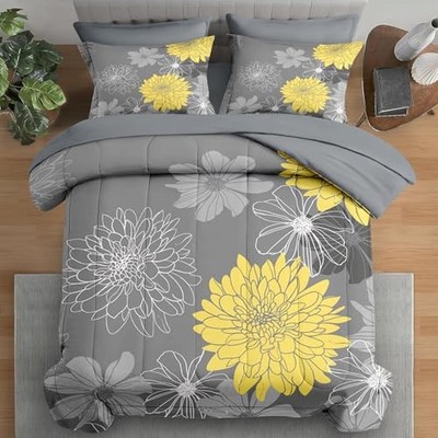  Comforter Set Size, Vintage Summer Flower 7 Pcs Bedding Full Botanical Floral