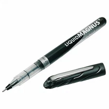 SKILCRAFT PEN: SKILCRAFT NEEDLEPOINT, BLACK INK, 0.5 MM CAPPED GRAY/CLEAR 12 PK