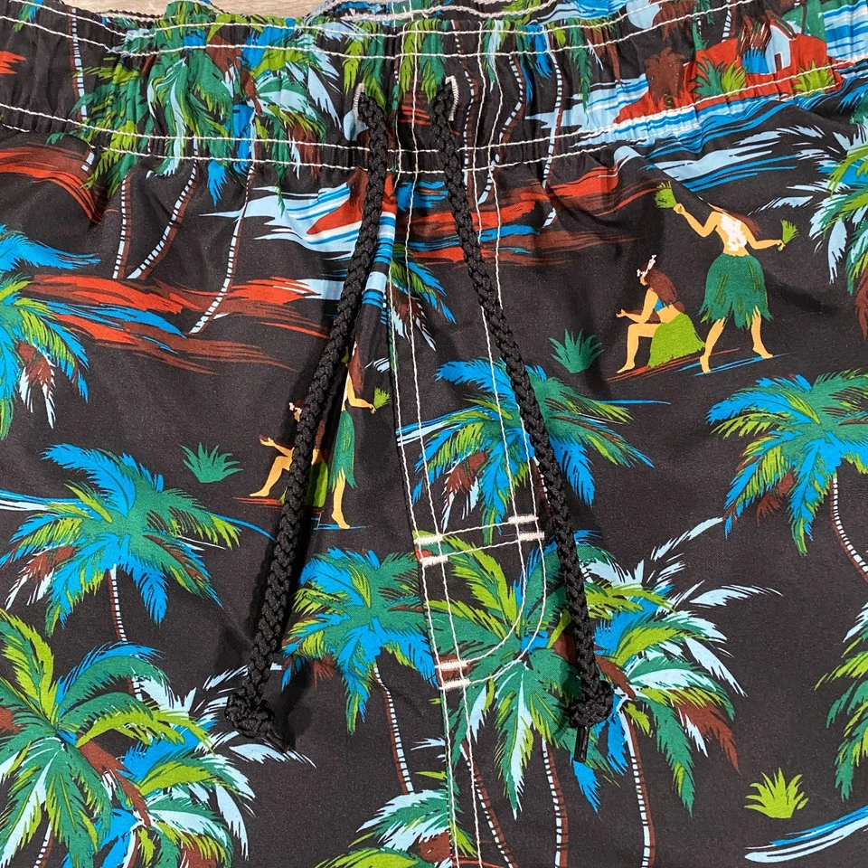 Trader Bay Shorts Mens Medium Black Mesh Lined Swim Trunks Hawaiian Ocean Beach - Image 2 of 4