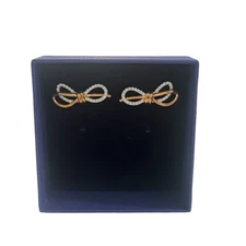 Swarovski Lifelong Bow Pierced Earrings White, Mixed metal finish