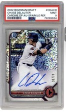 Chase DeLauter #CDA-CD 2022 Bowman Draft Sparkle Refractor Auto /71 PSA 9
