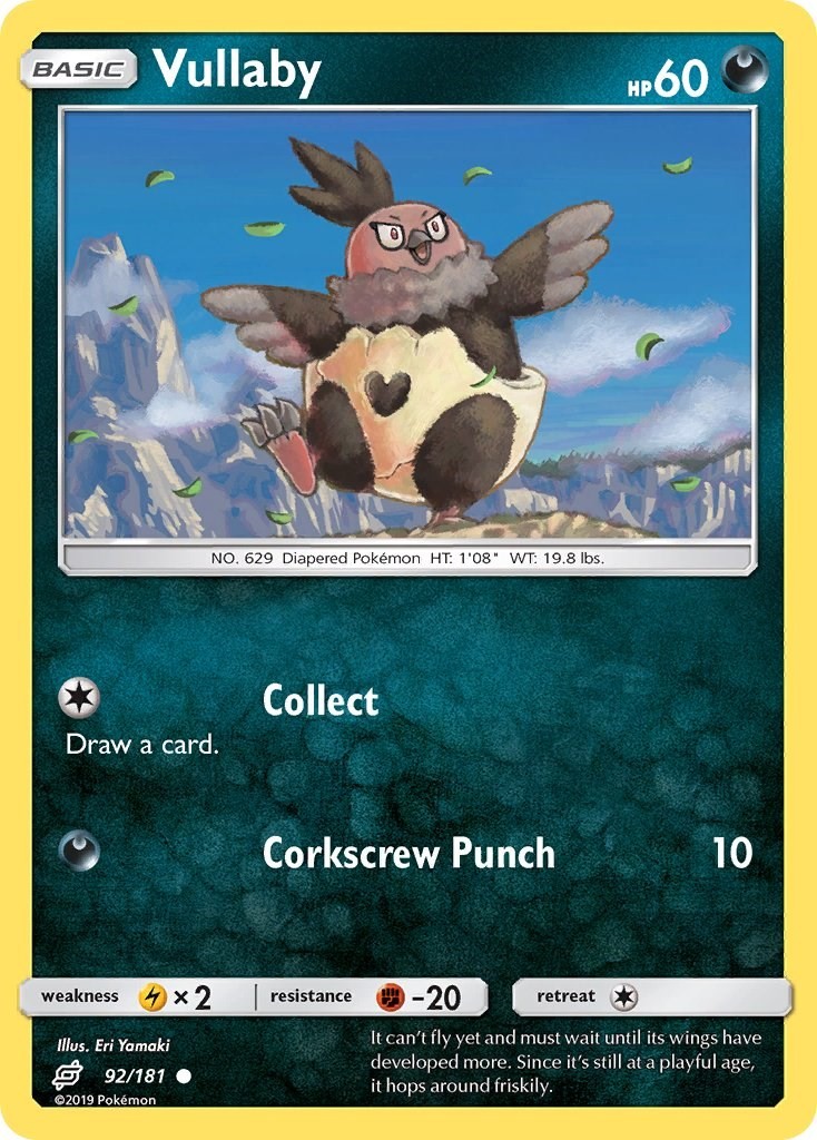 Vullaby (92/181) Reverse Holofoil Common NM SM9 SM - Team Up Pokemon TCG