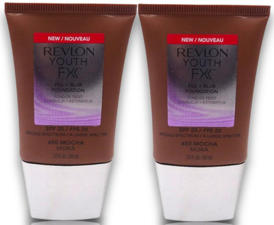 Revlon Youth Fx Fill + Blur Foundation Spf 20 #450 Mocha LOT OF 2