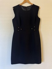 Tahari Arthur S. Levine Dress Womens 14 Black Sleeveless Scoop Neck Sheath