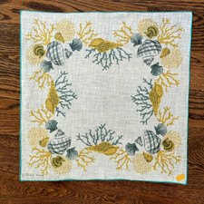        TAMMIS KEEFE Handkerchief, Unused w/ KIMBALL label SEASHELLS